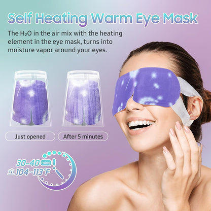 BeHoomi Steam Eye Mask, 10Packs Heated Eye Mask, Self Heating Disposable SPA Warm Compress for Eyes Sleep Mask, Travel Essentials & Relaxation Gifts for Women (Lavender Scent)