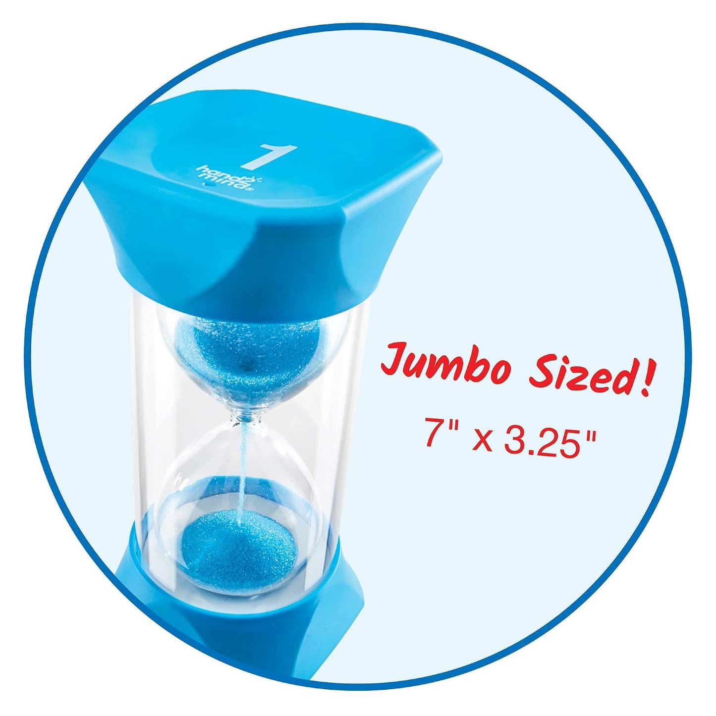 hand2mind Orange Jumbo Sand Timers, 5 Minute Sand Timer, Hourglass Sand Timer with Soft Rubber End Caps Offers Quiet Pausing, Classroom Sand Timers for Kids, Teeth Brushing and Game Timer (Set of 1)