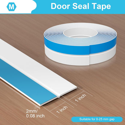Weather Stripping Door Seal, 20 Ft Shower Door Seal, Clear, 1 in | Flexible door sweep for frames, fits doors, windows, and glass showers, seals gaps up to 0.5", blocks air leaks and dust