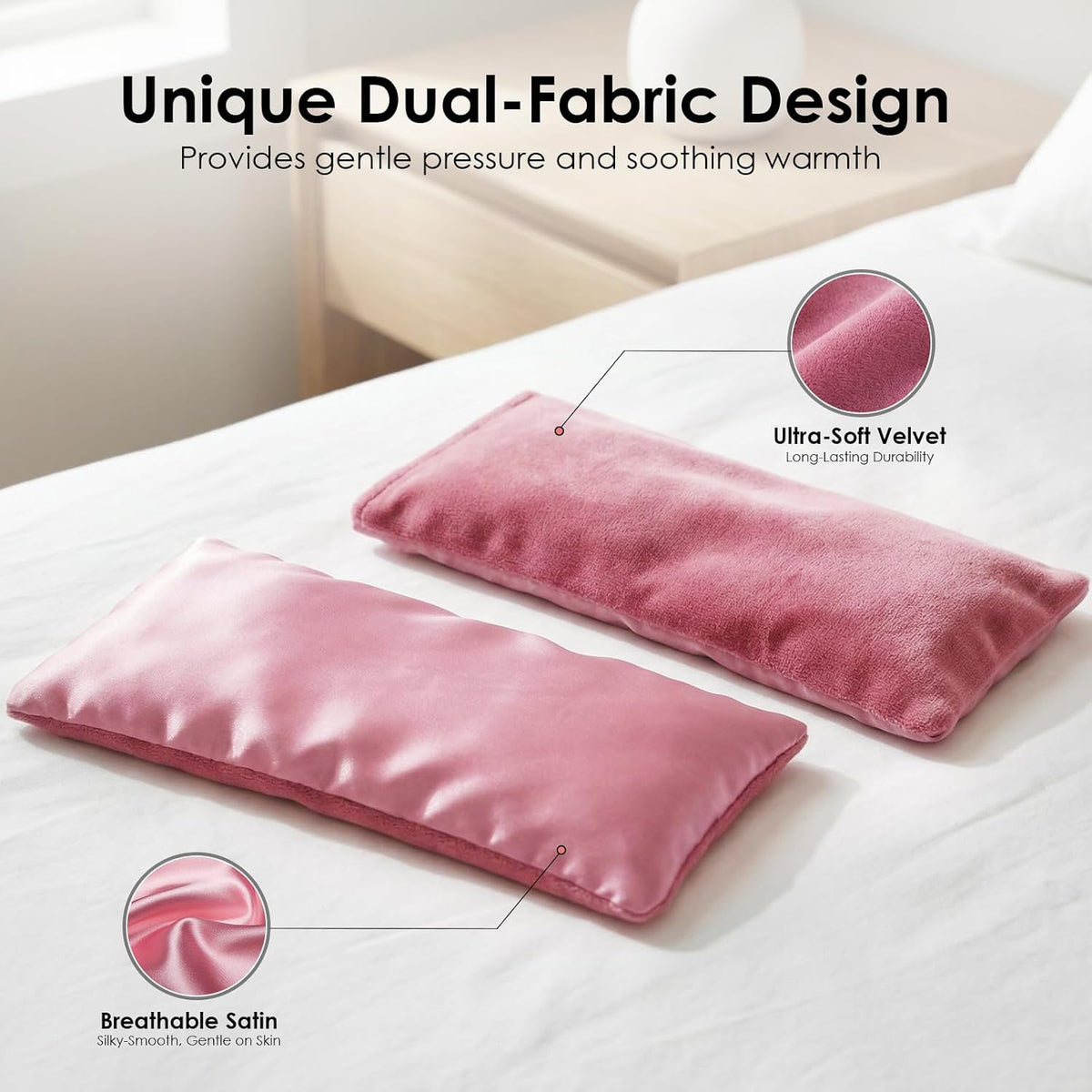 Weighted Eye Pillow for Yoga, Moist Heat Mask for Dry Eyes(Pink)