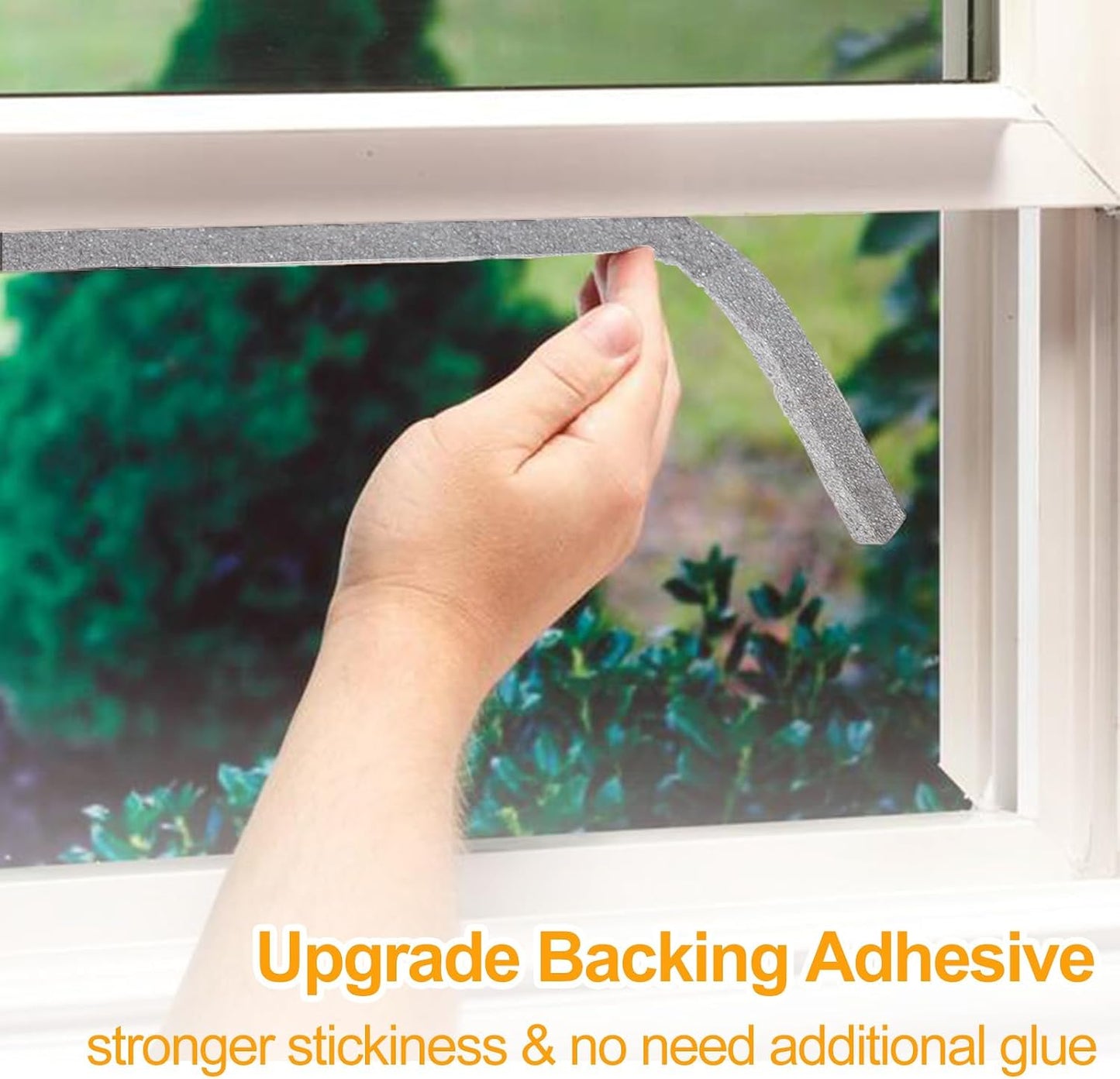 High Density Foam Tape Air Conditioner Window Seal, 1x1 Inch Thick Foam Stripe with Adhesive for Window AC Insulation, Weather Stripping for Doors and Windows Insulation, AC Foam Tape, White
