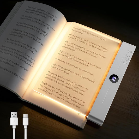 Book Light, Rechargeable Clear LED Reading Light with 3 Colors & Timer