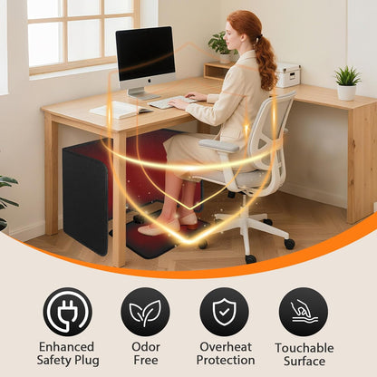 Under Desk Heater with Heated Floor Mat-Personal Portable Space Heaters Indoor-Foot Warmer with 12H Timer & 8 Heat Levels