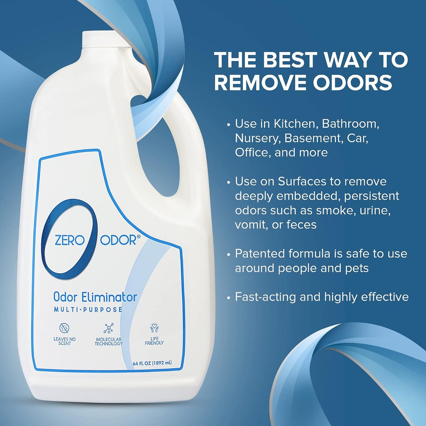 Zero Odor Multi-Purpose Odor Eliminator, Fabric & Room Deodorizer, 16 oz | Odor Eliminator Spray for Closet, Bathroom, Basement, Trash & Upholstery, Air and Surface use