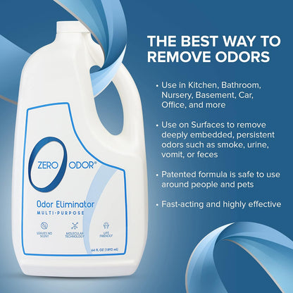 Zero Odor Multi-Purpose Odor Eliminator, Fabric & Room Deodorizer, 16 oz | Odor Eliminator Spray for Closet, Bathroom, Basement, Trash & Upholstery, Air and Surface use