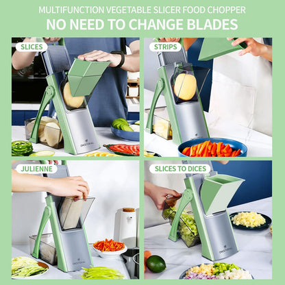 ONCE FOR ALL Safe Mandoline Slicer Plus, Bigger Size, Potato Slicer, Black | 0.1-8mm Adjustable Vegetable Food Chopper, Kitchen Mandoline Slicer Stainless Steel, Detachable Blade, Dishwasher-safe, Gift