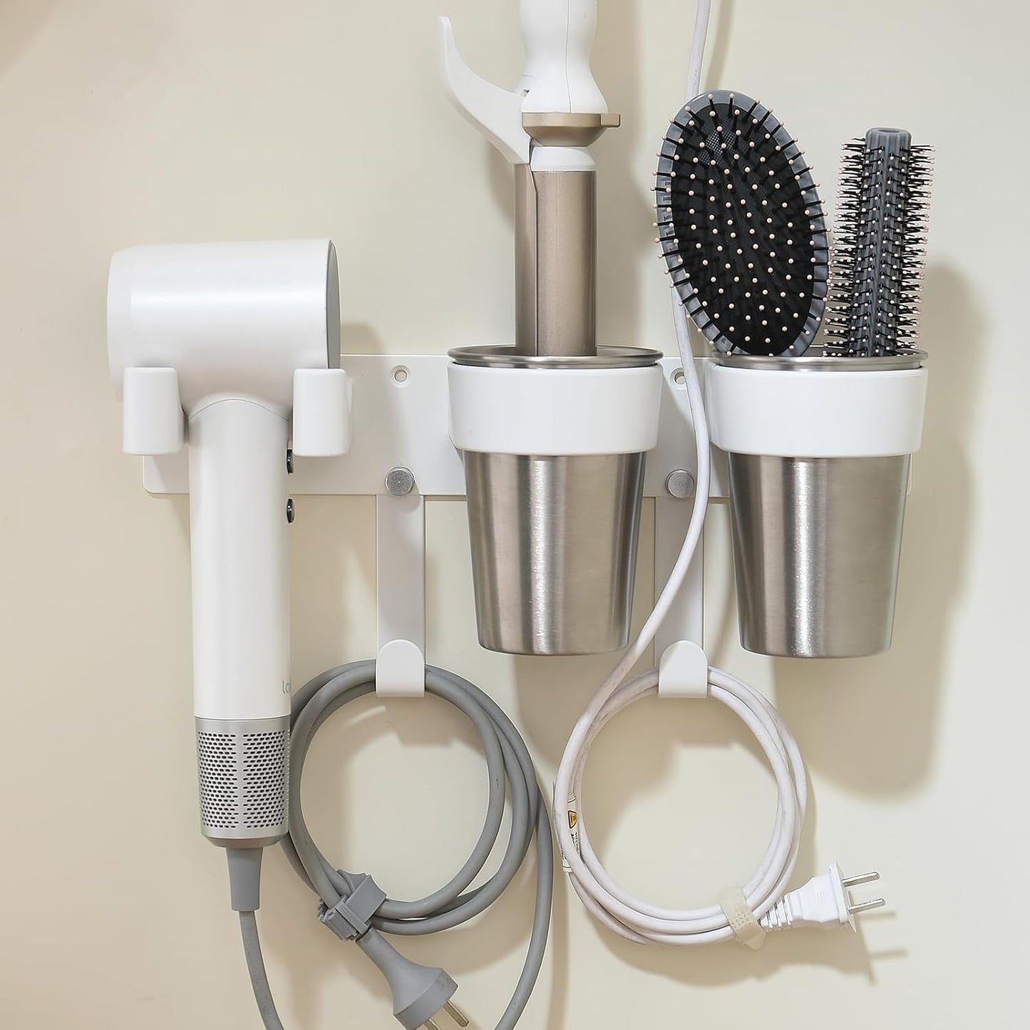 Hair Tool Organizer, Curling Iron Holder, Countertop/Wall Mount | Hair Brush & Spray Organizer, Hot Tools Holder for Vanity Bathroom, Under Sink/Adhesive/Screw Mount, Acrylic, Clear
