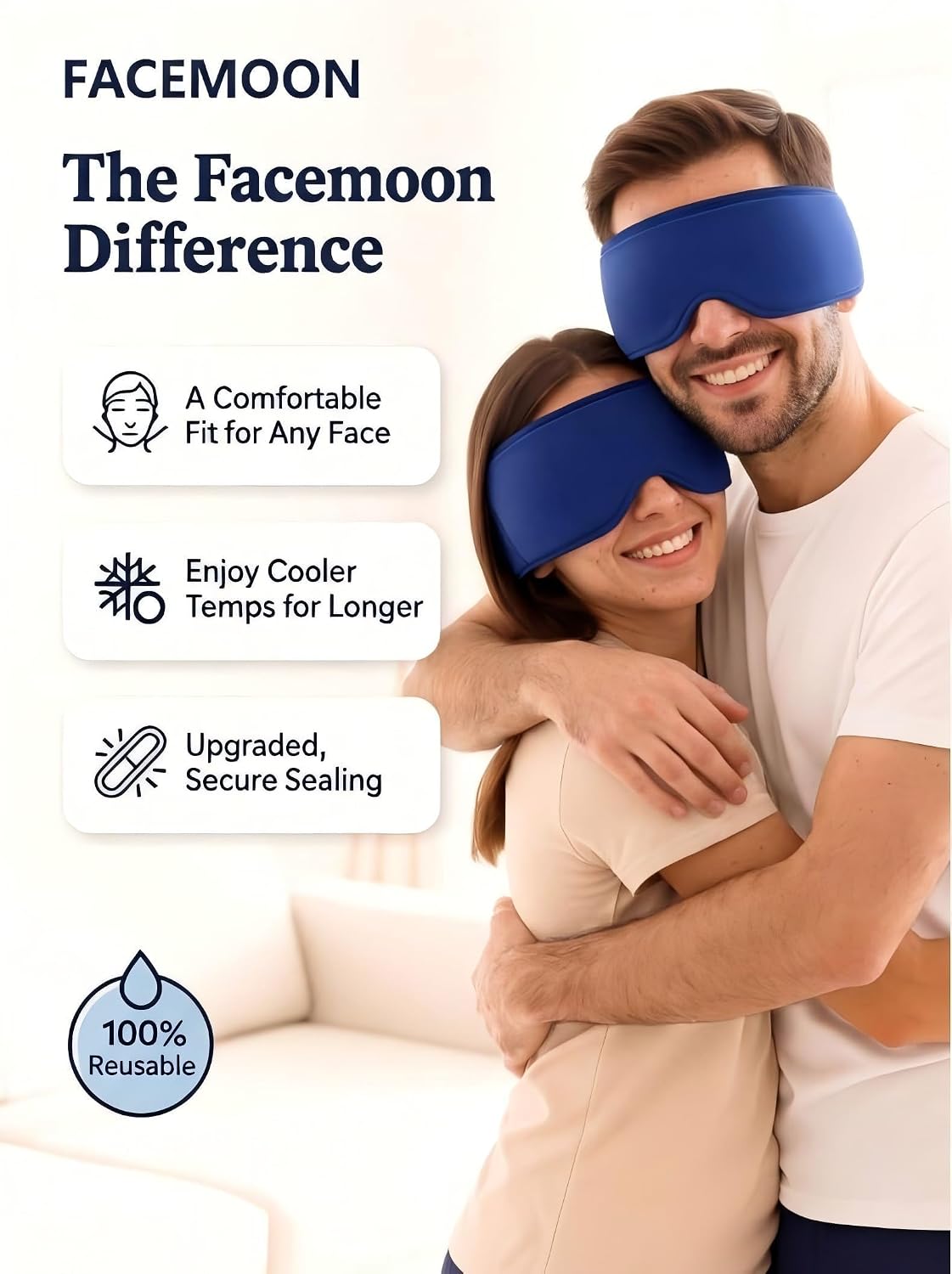 Cooling Gel Eye Mask for Puffy Eyes, Migraine & Headache Relief, Full Eye-Area Cold Compress for Eyes & Temples, FSA Eligible HSA Reusable Eye Ice Pack for Swelling & Post-Surgery Recovery