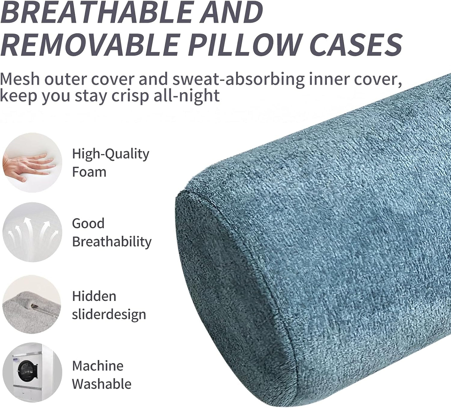 iYKYK Cervical Neck Support Foam Round Pillow for Sleeping and Pain Relief, Memory Foam Body Positioner (Dark Gray)