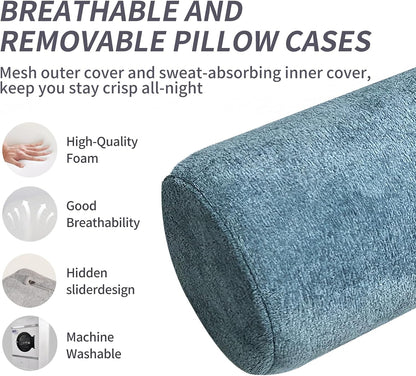 iYKYK Cervical Neck Support Foam Round Pillow for Sleeping and Pain Relief, Memory Foam Body Positioner (Dark Gray)