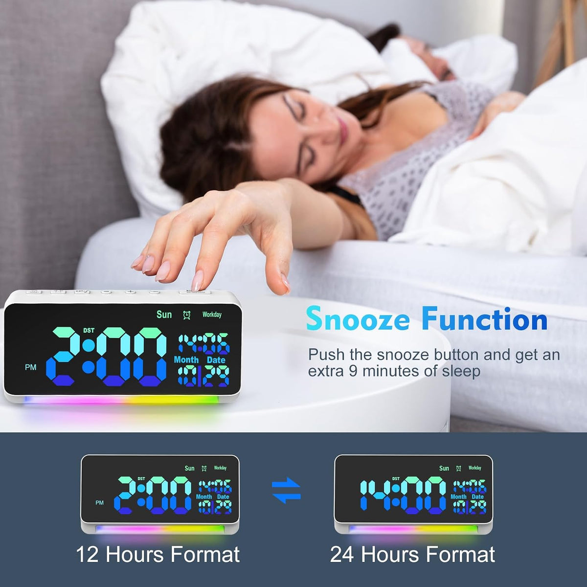 120db Super Loud Alarm Clock for Heavy Sleepers, Bluetooth Connection