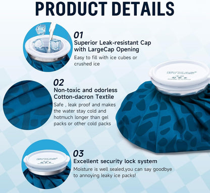 ice Packs for Injuries Reusable, ice Bags for Knee Shoulder Ankle | Hot & Cold Therapy Ice Bags with Elastic Breathable Support Wrap, Pain Relief, 3-Pack, 3 Sizes (6"/9"/11")