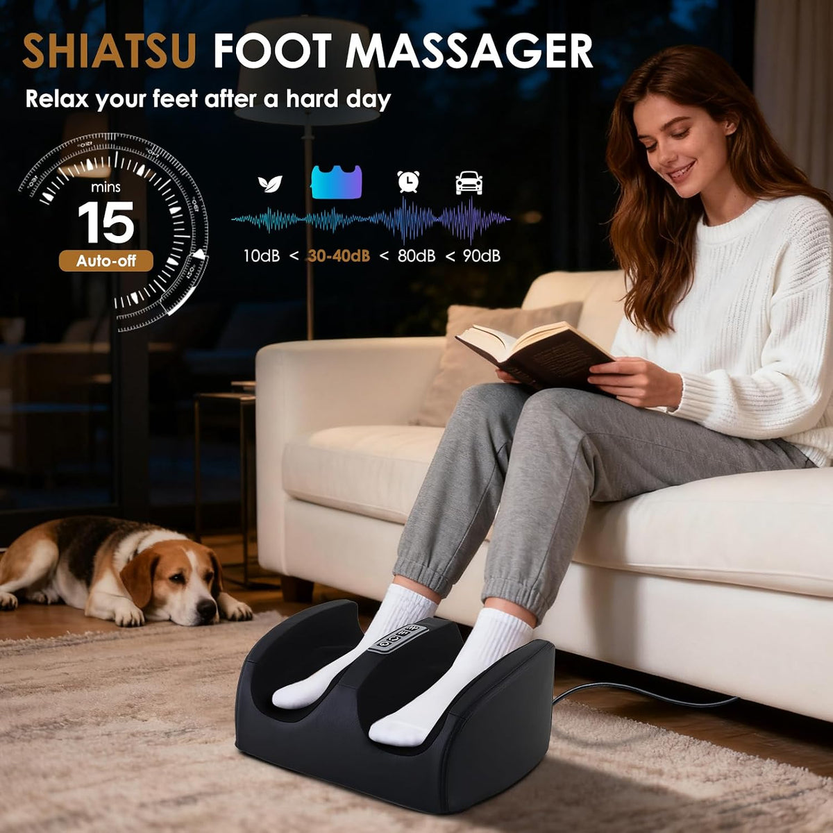 Foot Massager with Heat Electric Foot and Calf Massager Black