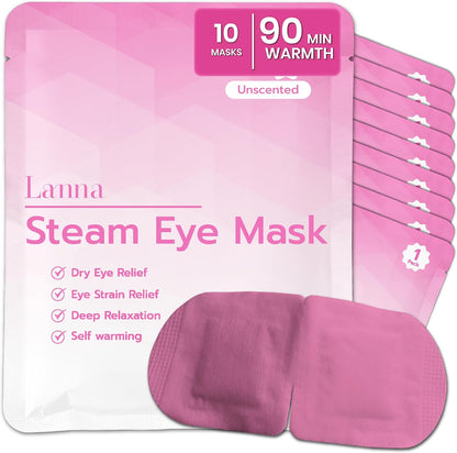 LANNA Heated Steam Eye Mask, Disposable 120 Minutes, Lavender Scent, 5 Pcs