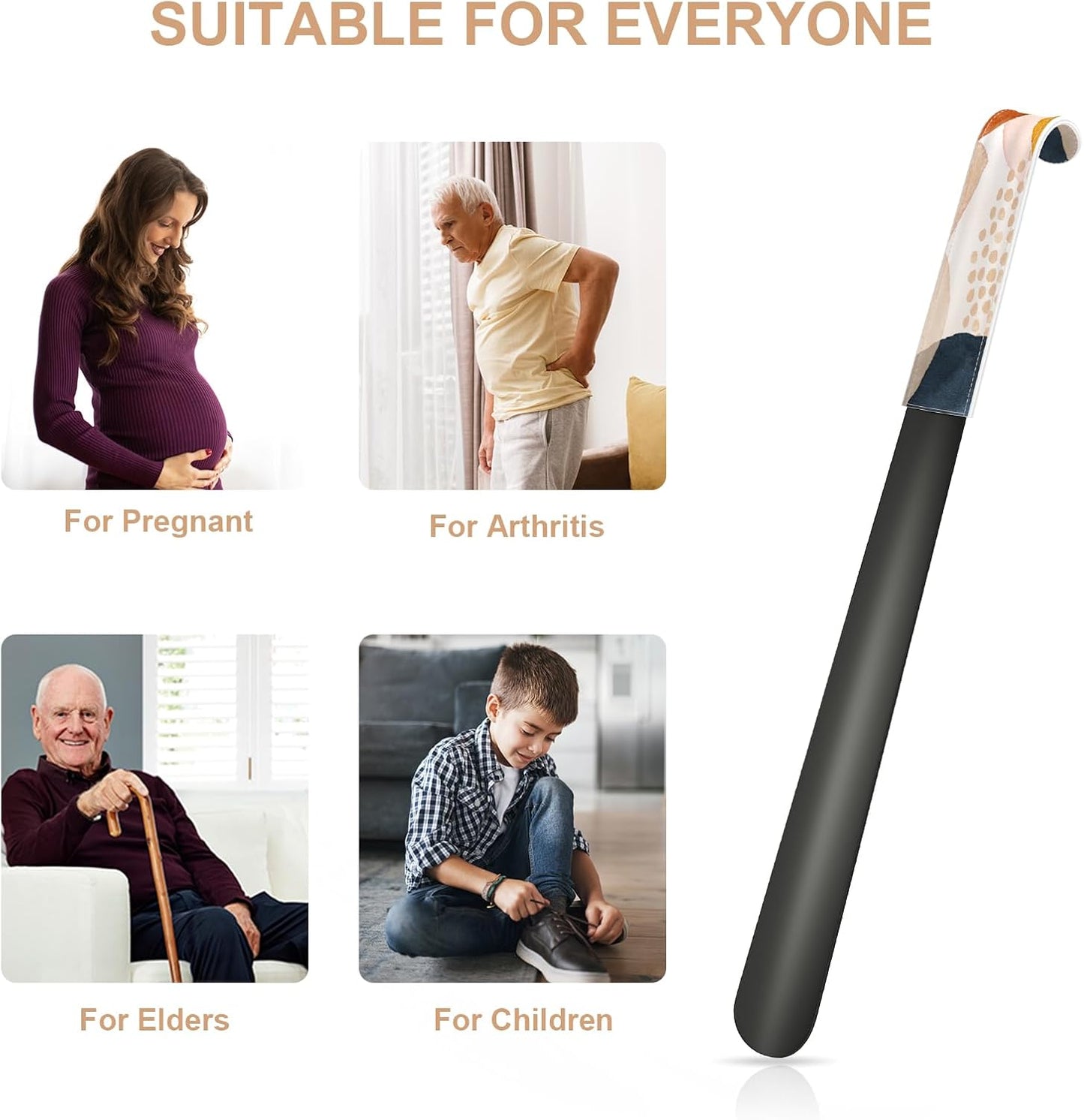 16.5 Inch Long Handle Shoe Horn for Seniors Men Women Kids, Metal Shoe Horns for Boots