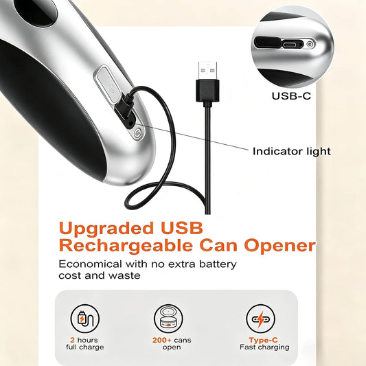 NOTUSIUY Rechargeable Auto Electric Can Opener, Hands-Free Smooth Edge, One-Touch Safe Opener for Seniors, Ideal Kitchen Gift