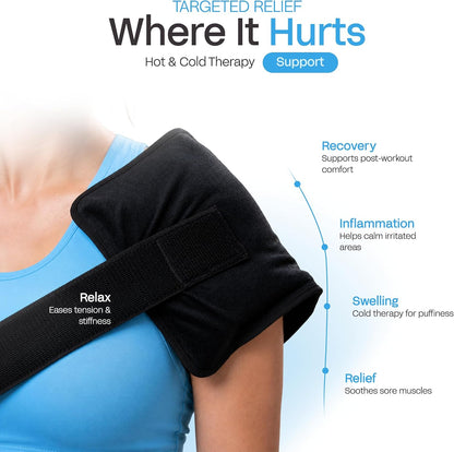 LEVILO Large Ice Packs for Injuries Reusable with Straps - 2 Pack (Large & Small) Soft Ice Packs | Cold Packs for Back, Shoulder, Knee, Relief | After Surgery | Flexible When Frozen