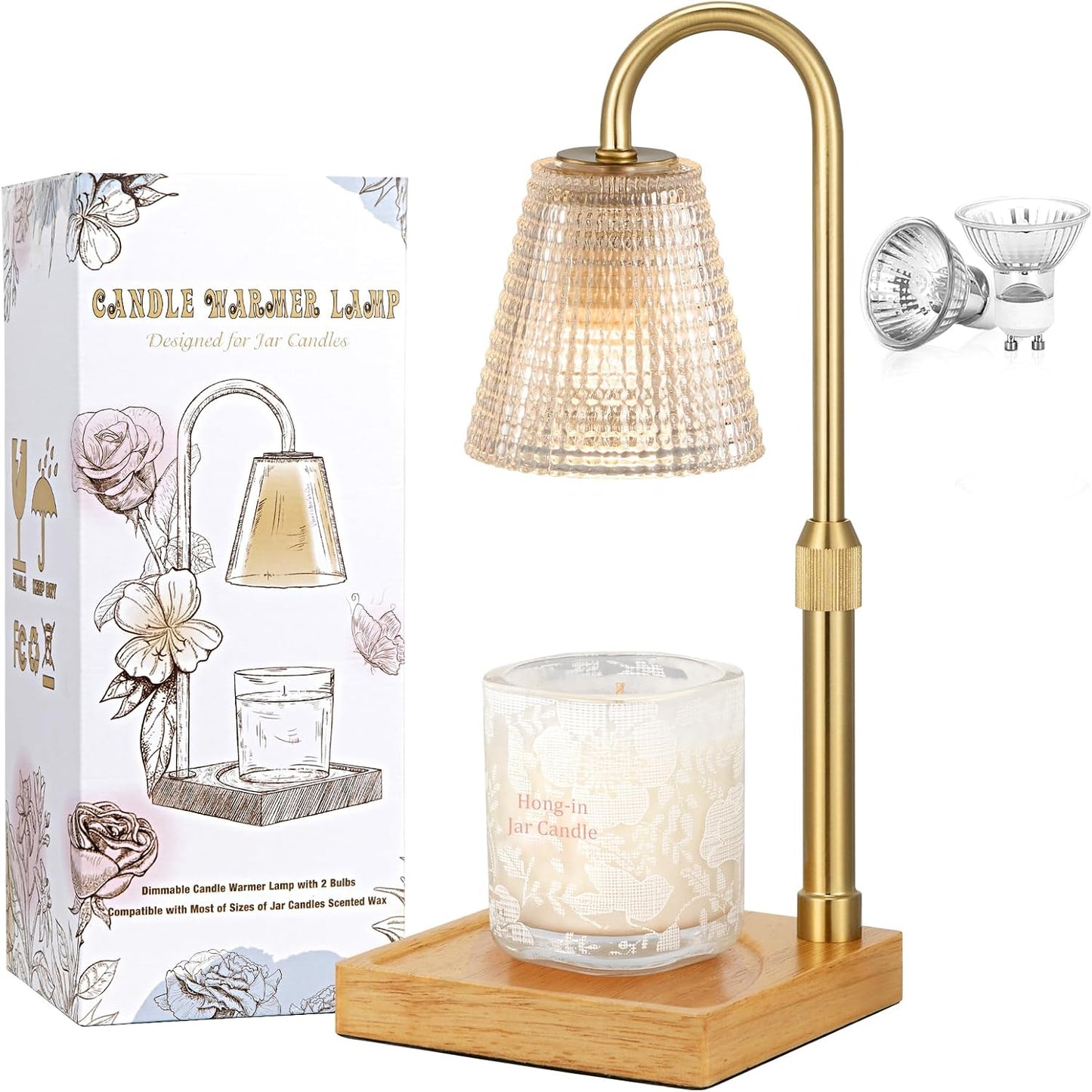 Hong-in Candle Warmer Lamp with Timer, House Warming Gifts New Home Decor | Dimmable & Adjustable Height, Electric Wax Warmer for Scented Wax Jar Candles,Gifts for Women Mom Sister