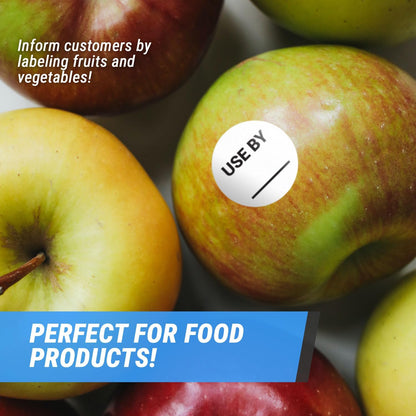 Sell By/Expiration Food Date Labels (1.5 inch, Round - 300 Labels) | Sell by Date Stickers for Food Service, Food Rotation, Best Before Prep Sticker with Writable Blank Space