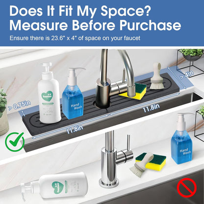 24 Inch Kitchen Sink Splash Guard, Sink Splash Guard Behind Faucet, Silicone Faucet Handle Drip Catcher Tray Mat for Kitchen, Bathroom Counter, Dark Gray, 23.6" x 4"