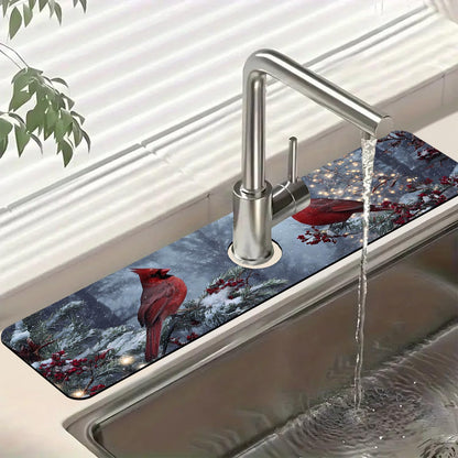 Faucet Mat for Kitchen Sink Absorbent Splash Guard Bathroom 23.5"X5.5"
