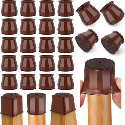 Ansible 24 Pcs Chair Leg Floor Protectors Square | Silicone Felt Furniture Leg Pads Caps Covers for Hardwood Floors (Fit:1-1/16" to 1-5/8")