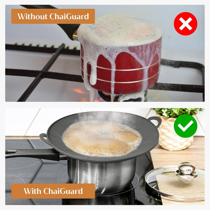Chai, Tea & Milk Boil-Over Spill Stopper Silicone Lid – Universal Fit for Pots & Saucepans | Food-Safe, BPA-Free, Dishwasher Safe | Heat Resistant up to 520°F