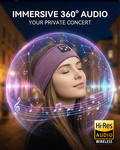 Sleep Headphones Bluetooth 5.4 Headband, Wireless Sleep Headphones with Ultra-Thin HD Stereo Speakers for Side Sleepers, Sweatproof Sports Headband for Workout Yoga Running Cool Gadget Unique Gifts