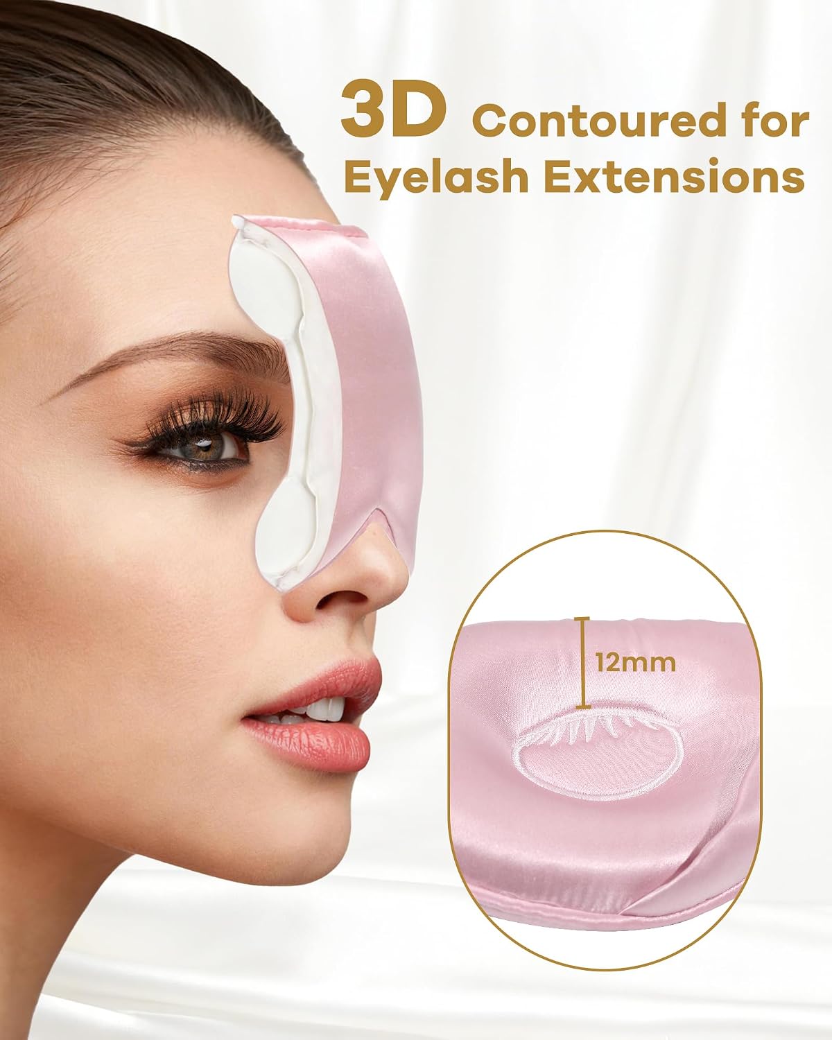 BeeVines 22 Momme Silk Sleep Mask, 3D Contoured Eye Masks for Women (Black) | Luxury 100% Pure Silk Eye Cover for Sleeping, 3D Contoured Eye Shade for Lash Extensions, Zero Eye Pressure & Blackout