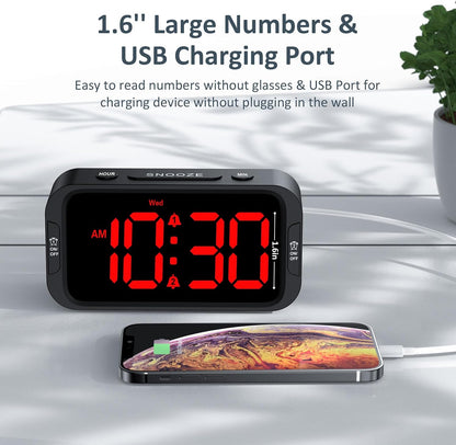 Odokee Digital Dual Alarm Clock for Bedroom with 0-100% Dimmable Display