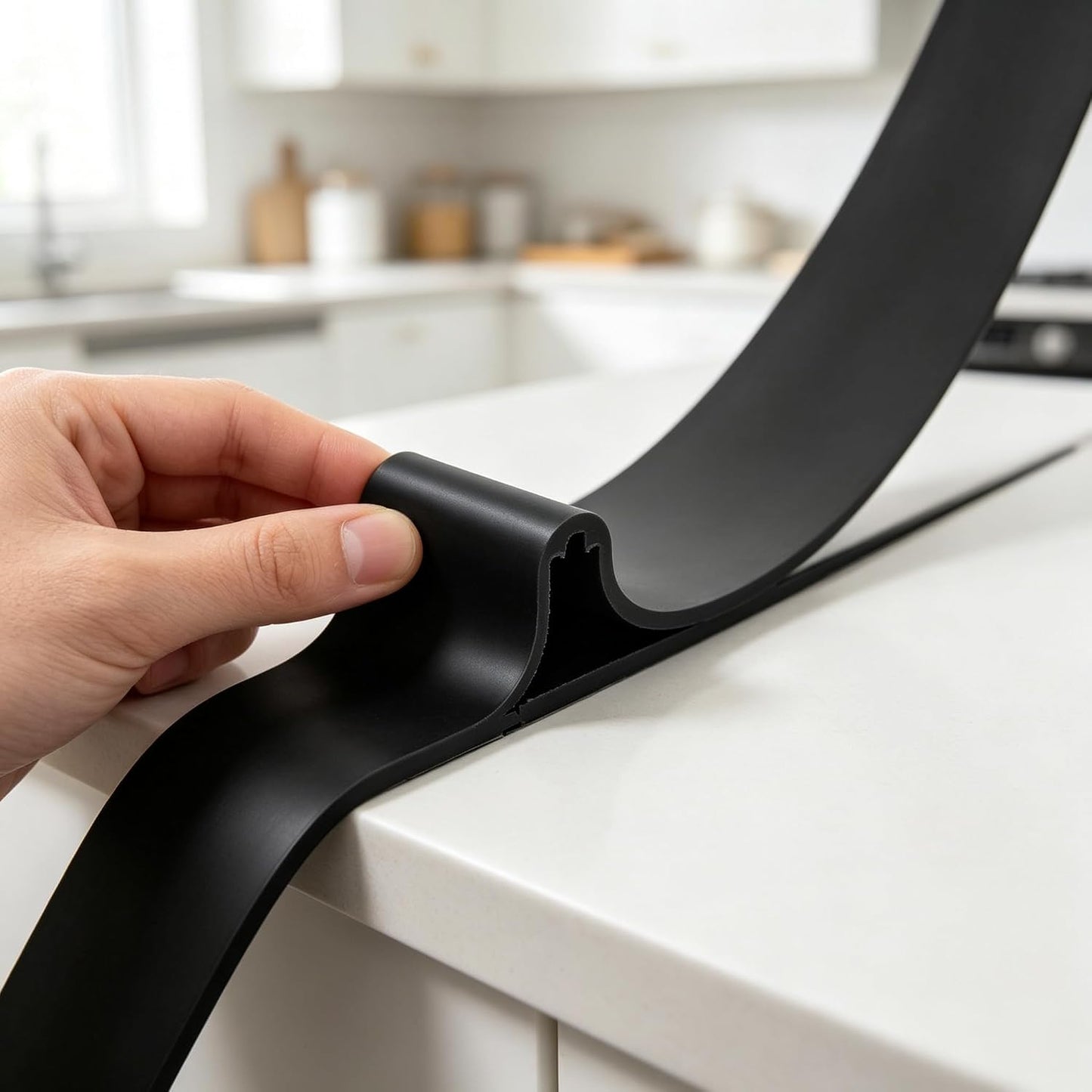 2-Pack T-Type Silicone Stove Gap Filler, 2.2"×21" Black Counter Seal Strip, Heat Resistant Food Grade Silicone Gap Cover, Easy Clean Cuttable Strip for Between Stove and Counter, Gas Range Universal