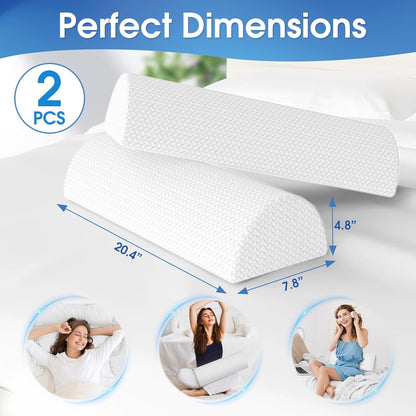 Knee Pillow for Back Sleeping Memory Foam Half Moon Bolster Pillow for Legs