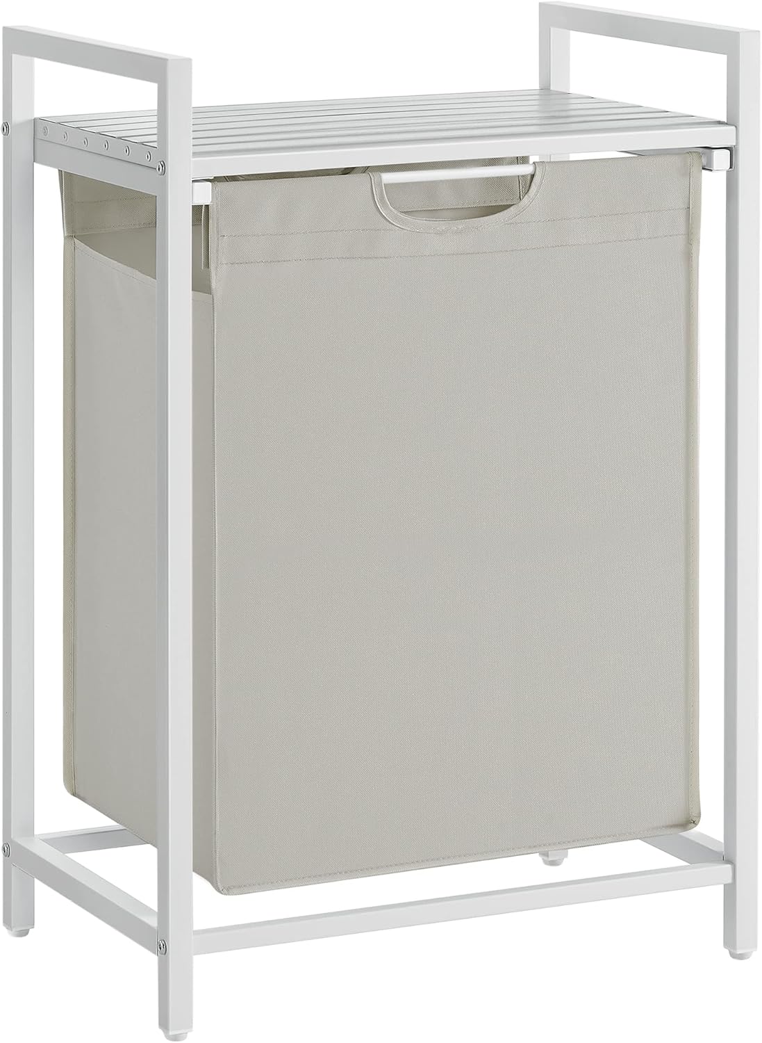 VASAGLE Laundry Hamper, Laundry Basket Sorter with 3 Pull-Out and Removable Bags, Shelf, Metal Frame, 3 x 10.6 Gallons (40 L), 36.4 x 13 x 28.4 Inches, Cappuccino Beige and Natural Beige UBLH301LH01