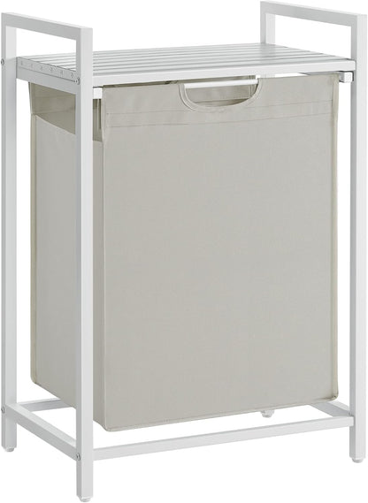 VASAGLE Laundry Hamper, Laundry Basket Sorter with 3 Pull-Out and Removable Bags, Shelf, Metal Frame, 3 x 10.6 Gallons (40 L), 36.4 x 13 x 28.4 Inches, Cappuccino Beige and Natural Beige UBLH301LH01