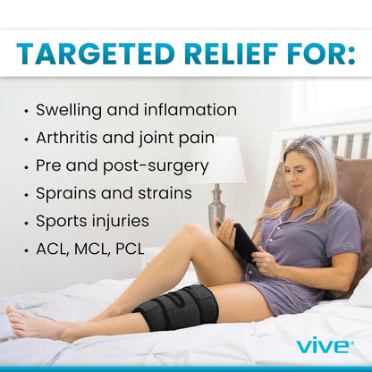Vive Knee Ice Pack Wrap - Cold/Hot Gel Compression Brace for Pain Relief | Strap for Arthritis Pain, Tendonitis, ACL, Athletic Injury, Osteoarthritis, Women, Men, Running, Meniscus, Patella, Surgery