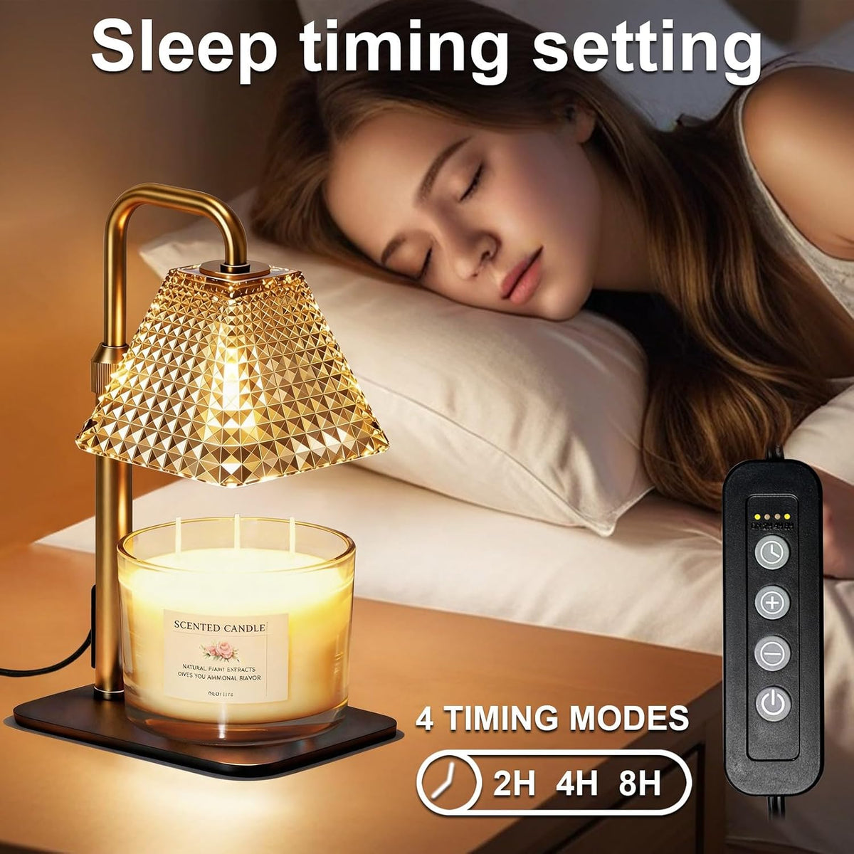 Candle Warmer Lamp with Timer Dimmer Adjustable Height,Electric Dimmable Wax Warmer for Scented Jar Candles,Mom Birthday Gifts for Women,House Warming Gifts New Home Bedroom Decor,Black