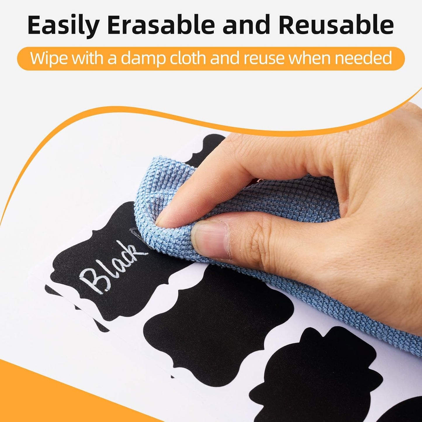 Homrelaxy 360Pcs Chalkboard Labels – 2.1x1.4 Inch Reusable Blackboard Stickers with 2 White Erasable Chalk Markers, 12 Assorted Shapes, for Mason Jars, Food Containers, and Pantry Storage