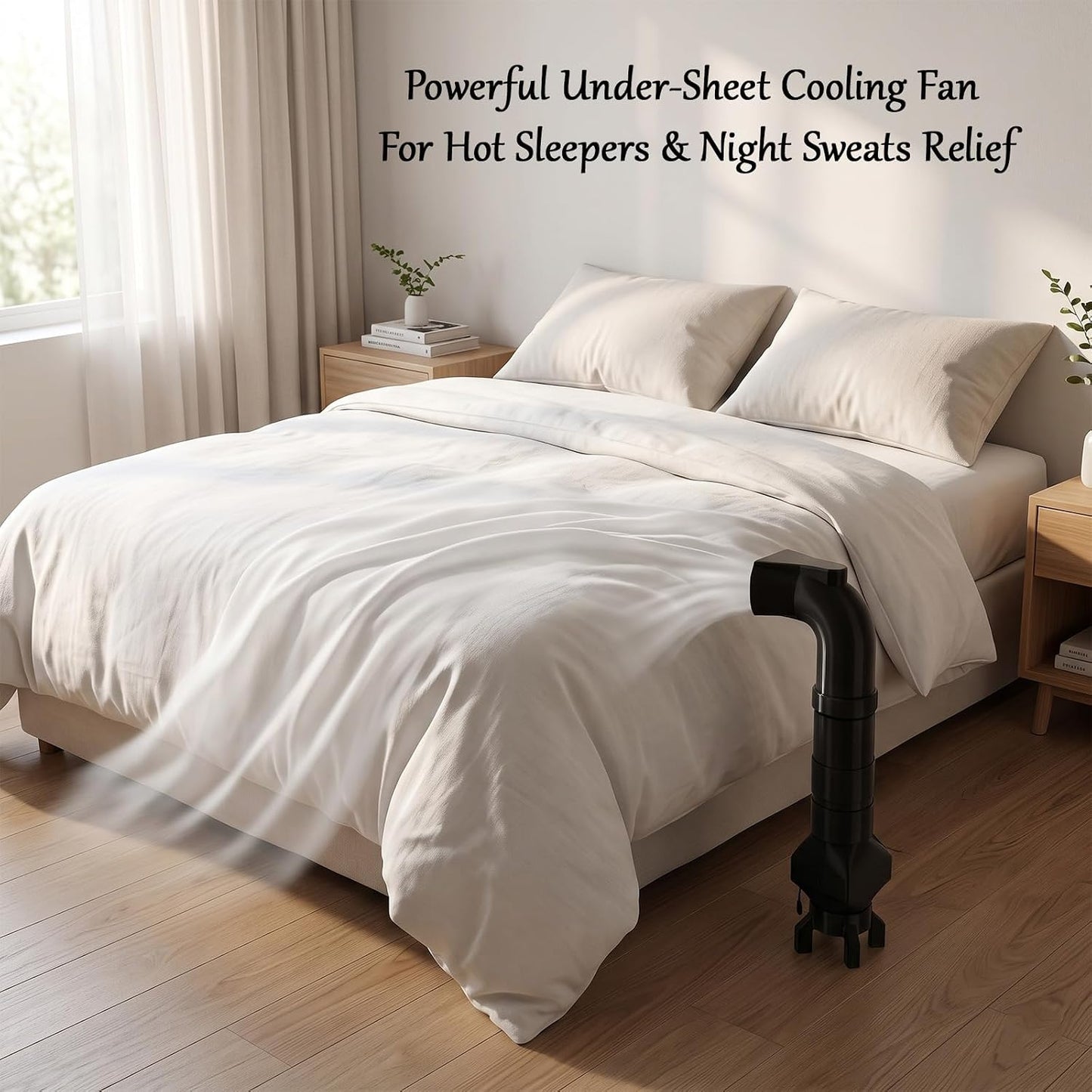 Bed Cooling Fan Under Sheets,Adjustable Bed Cooling System for Hot Sleepers | Adjustable speed buttons on fan surface,Powerful airflow under sheets,targeted room-temperature airflow sleep cooler