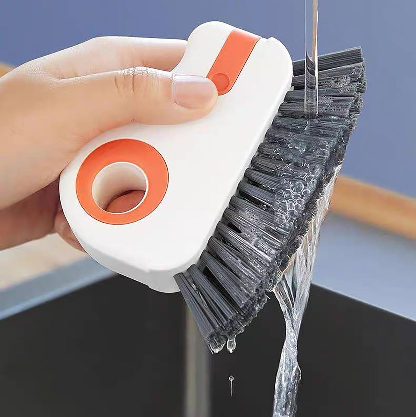 2 in 1 Window Track Cleaning Tools Groove Crevice Cleaning Brush with Hidden Scraper for Sliding Door Tracks, Window Sills, and Window Seal (1 Piece)