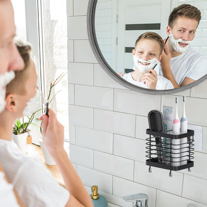 Luxspire Toothbrush Holders for Bathroom, Stainless Steel, 6 Slots, Black | Toothbrush Holders With Drainage, For Bathroom Countertop & Kitchen Sink, Bathroom Accessories