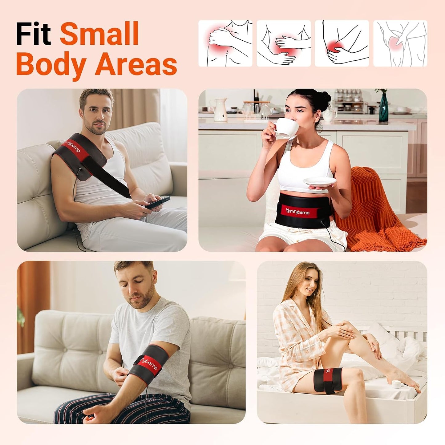 Comfytemp Red Light Pad for Body, 14.4'' x 6.1'', 660nm & Invisible 850nm | Flexible Near Infrared Light Wrap with Timer, Wearable Light Pad for Back Knee Belly Joint Muscle, Home Office Use, Corded