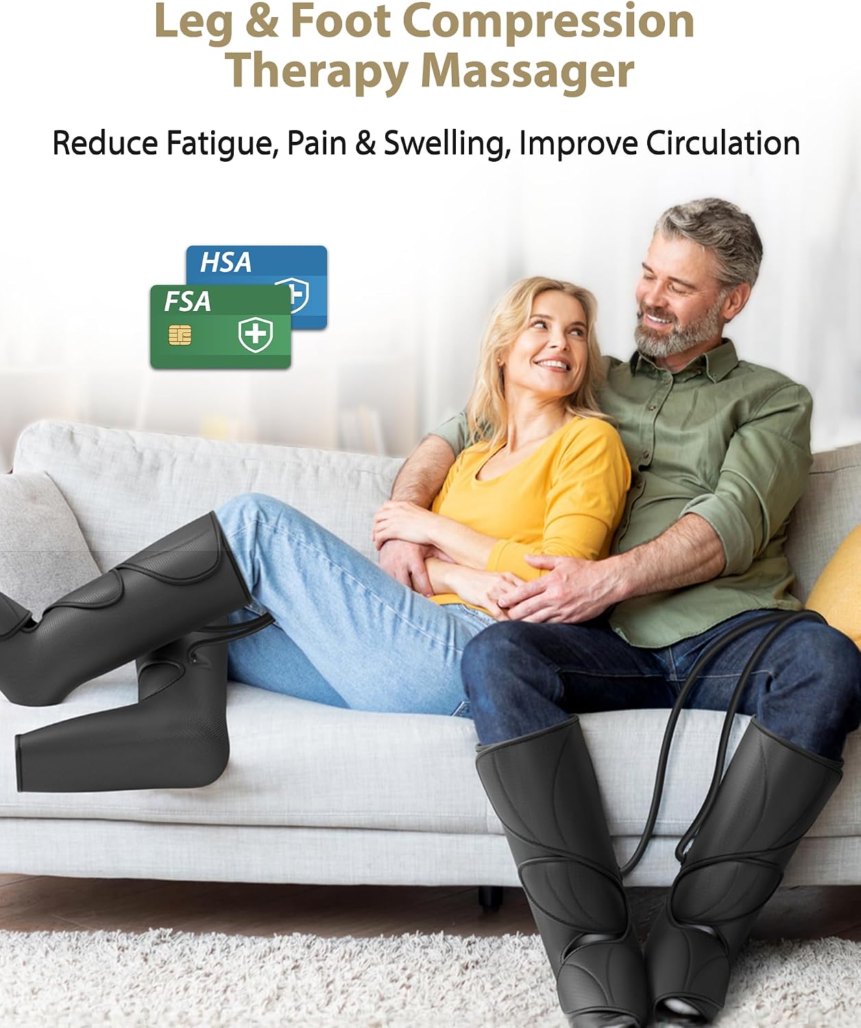 FIT KING Leg Massager for Circulation and Pain Relief, Air Compression Leg and Foot Massager to Relieve Pain Swelling Edema with 2 Size Extensions- Great Gift for Wife Mom and Dad