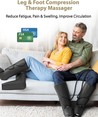 FIT KING Leg Massager for Circulation and Pain Relief, Air Compression Leg and Foot Massager to Relieve Pain Swelling Edema with 2 Size Extensions- Great Gift for Wife Mom and Dad