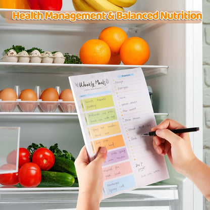 Thboxes 60 Sheets Magnetic Weekly Meal Planner for Fridge, Grocery List Pad | Tear-Off Shopping List, 7x10 In, Flower Design, Full Backing Grip, for Meal Prep, Kitchen, Families, Parents, Home Office