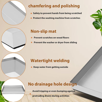 Upgraded 30" x 28"×2.5" 304 Stainless Steel Washing Machine Drip Pan | Heavy Duty Washer Drip Tray with Anti-slip Bottom Pad-Free with this Multi-Purpose Washer Drip Pan