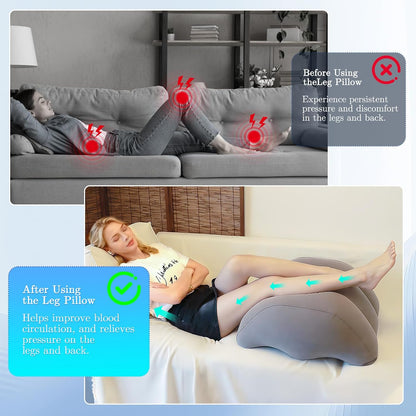 WIOR Inflatable Leg Elevation Pillow, Wedge Pillow for Sleeping Legs Swelling, Portable Blow-Up Leg Support Elevating Pillows for Injury Recovery Blood Circulation Knee Hip Foot Ankles Pain Relief