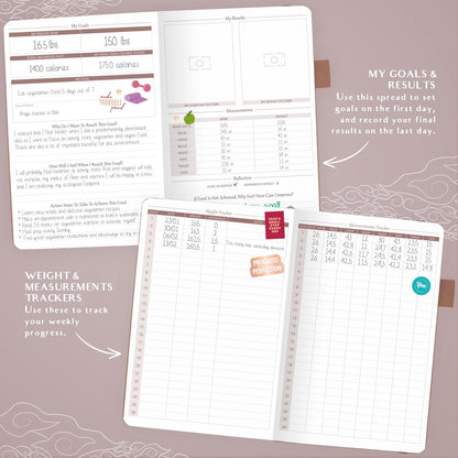 Legend Food Journal, Weight Loss & Meal Tracking Diary 5.8x8.3 Hot Pink