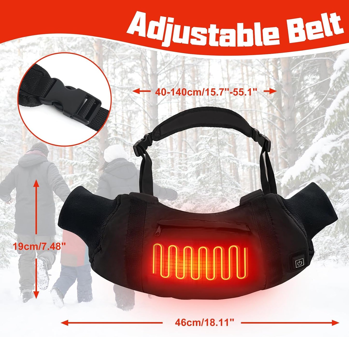 10000mAh Heated Hand Warmers Pouch(Includes Power Bank) | Electric Heated Hand Muff with 3-Level Heat Setting, Rechargeable Power Bank, Adjustable Strap, 2 Pocket for Hunting, Camping