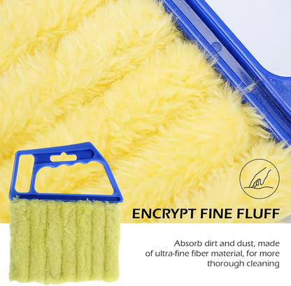 2PCS Blind Cleaner Duster Tool, Microfiber Washable Handheld Mini Duster Brush, 7-Finger Dusting Cleaner Tool for Air Conditioner Vents, Wood Blinds (Orange & Blue)