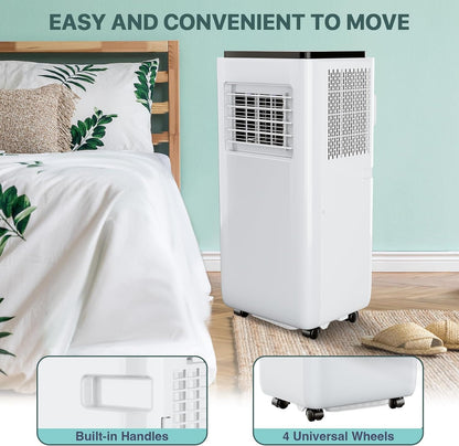 10000 BTU Portable Air Conditioner, 3 In1 Cooling Dehumidifier Fan, Quiet Fast Cooling, 4 Way Swing, LED Display, Remote, 24H Timer, 360° Wheels, Window Kit, Cools Rooms Up to 450 Sq.ft